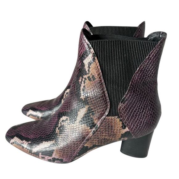Donald J Pliner Austen Snake Leather Ankle Boots Purple Size 7.5 - Picture 2 of 5